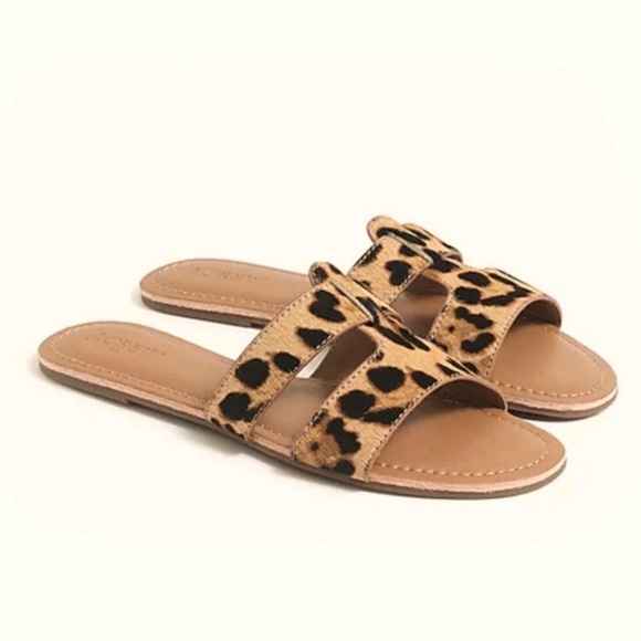 J Crew Calfhair Beachside Sandal Slides